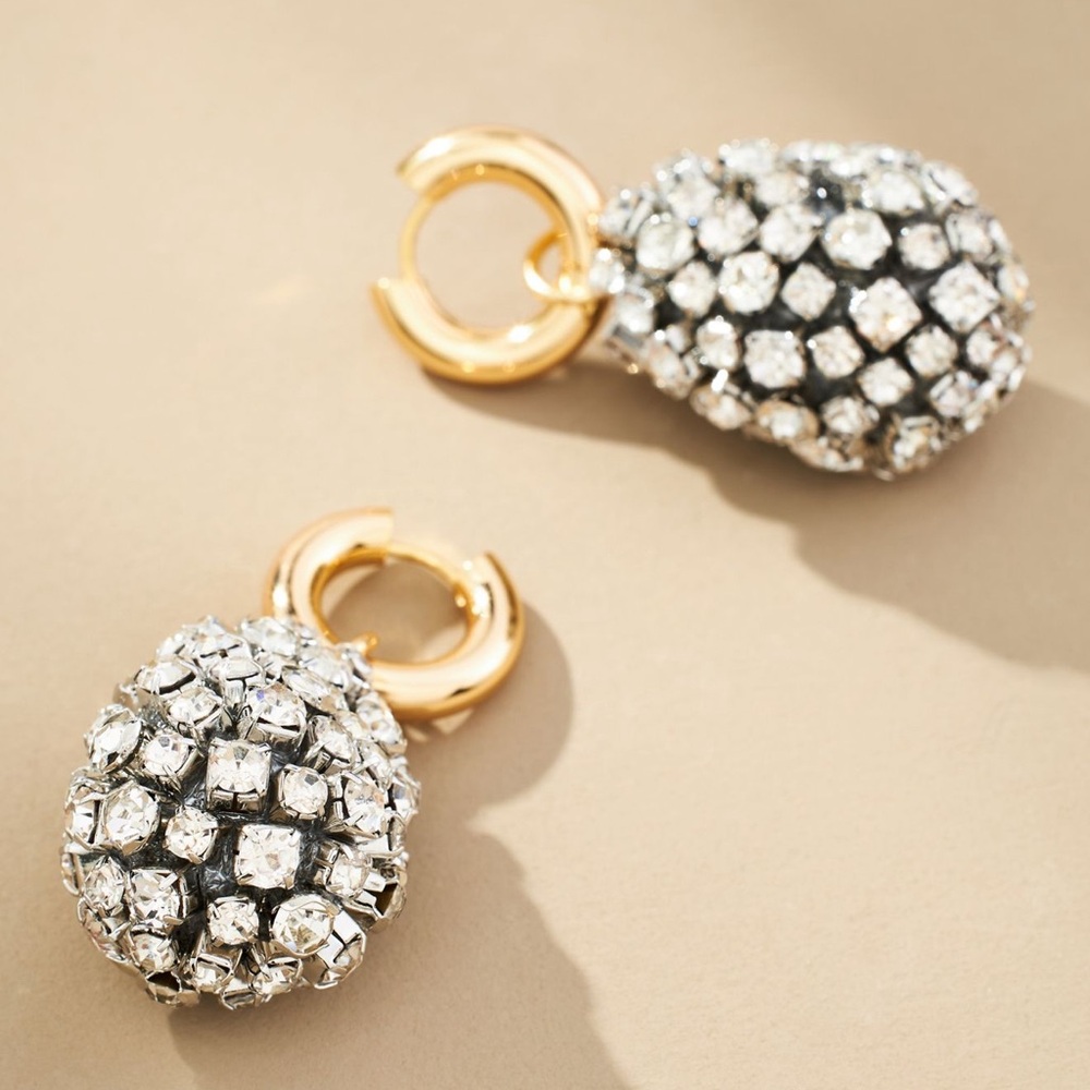 Anthropologie Gold and Silver Crystal Pavé Earrings